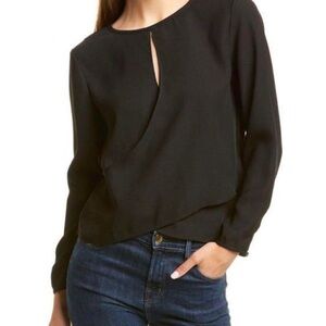 Club Monaco Long-Sleeve Keyhole Draped Blouse